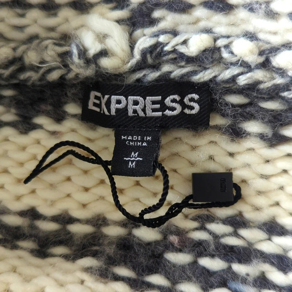 Express Oversized Chunky Knit Cream and Heather gray Open Cardigan - Picture 5 of 6